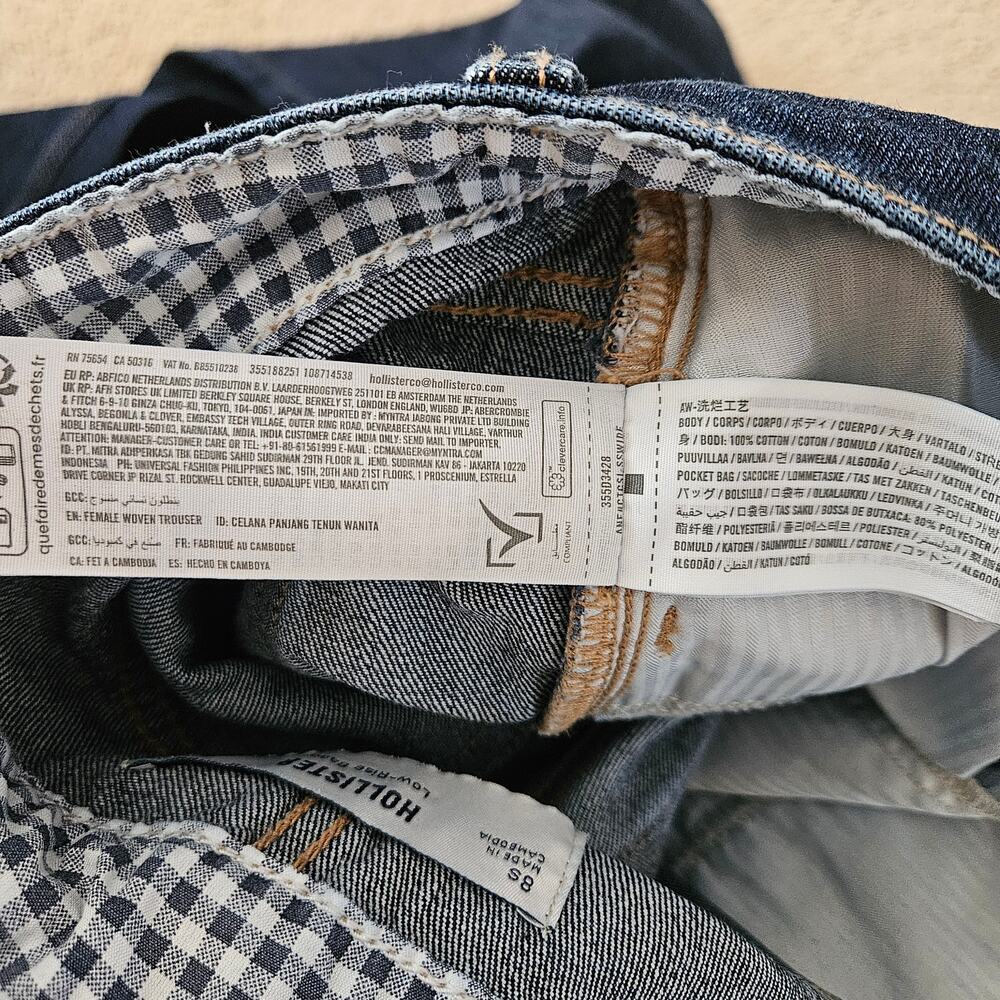 Hollister Low-Rise Dark Wash Foldover Waist Baggy Jeans 8S / 29 - Picture 5 of 8